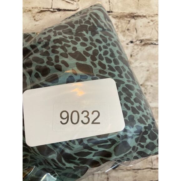 Hoss Intropia Top Womens 38 Medium Teal Green Animal Print Semi Sheer Ruffles - Picture 10 of 13